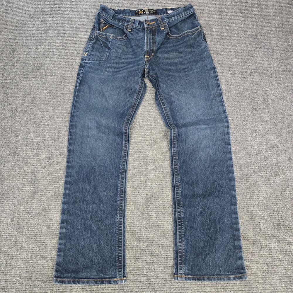 Ariat Rebar M4 Jeans Mens 32x34 Relaxed Boot Cut Blue DuraStretch Work Western